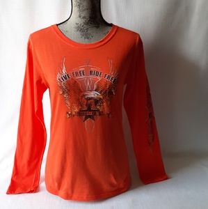 Legendary Heritage Live Free Ride free women's orange long-sleeve top size XL